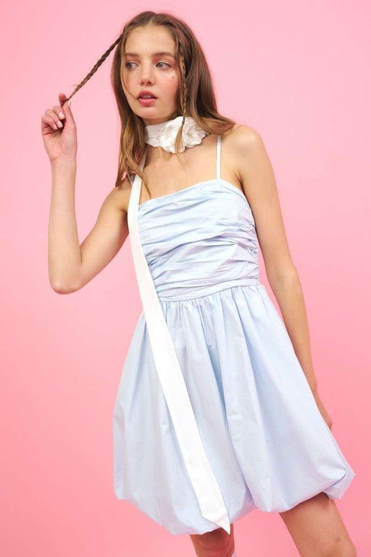 Cute Ruched Bubble Mini Dress D.Design fashion Cute Ruched Bubble Mini Dress D.Design fashion