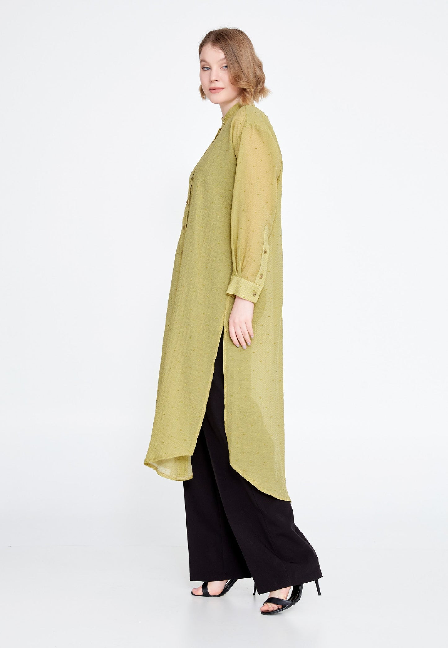long sleeve button down tunic