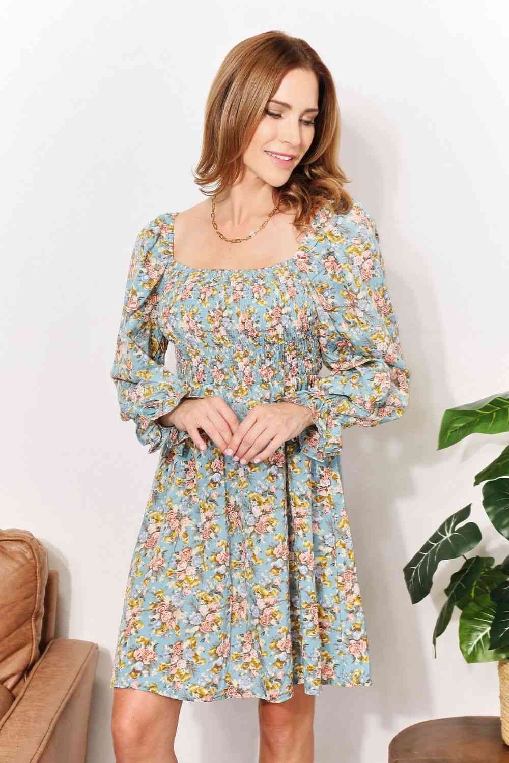 Lost in Forest Square Neck Dress