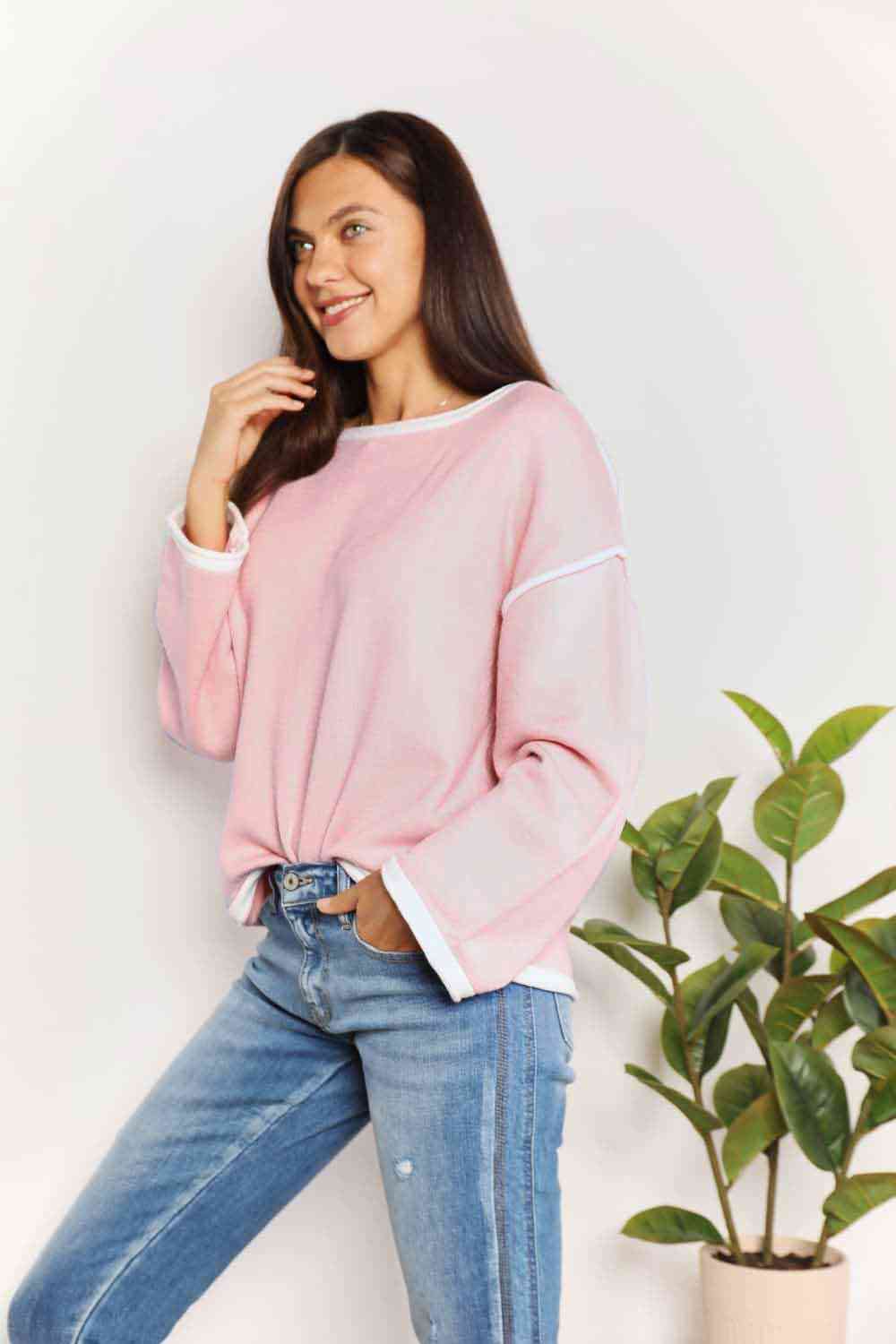 pink knit top