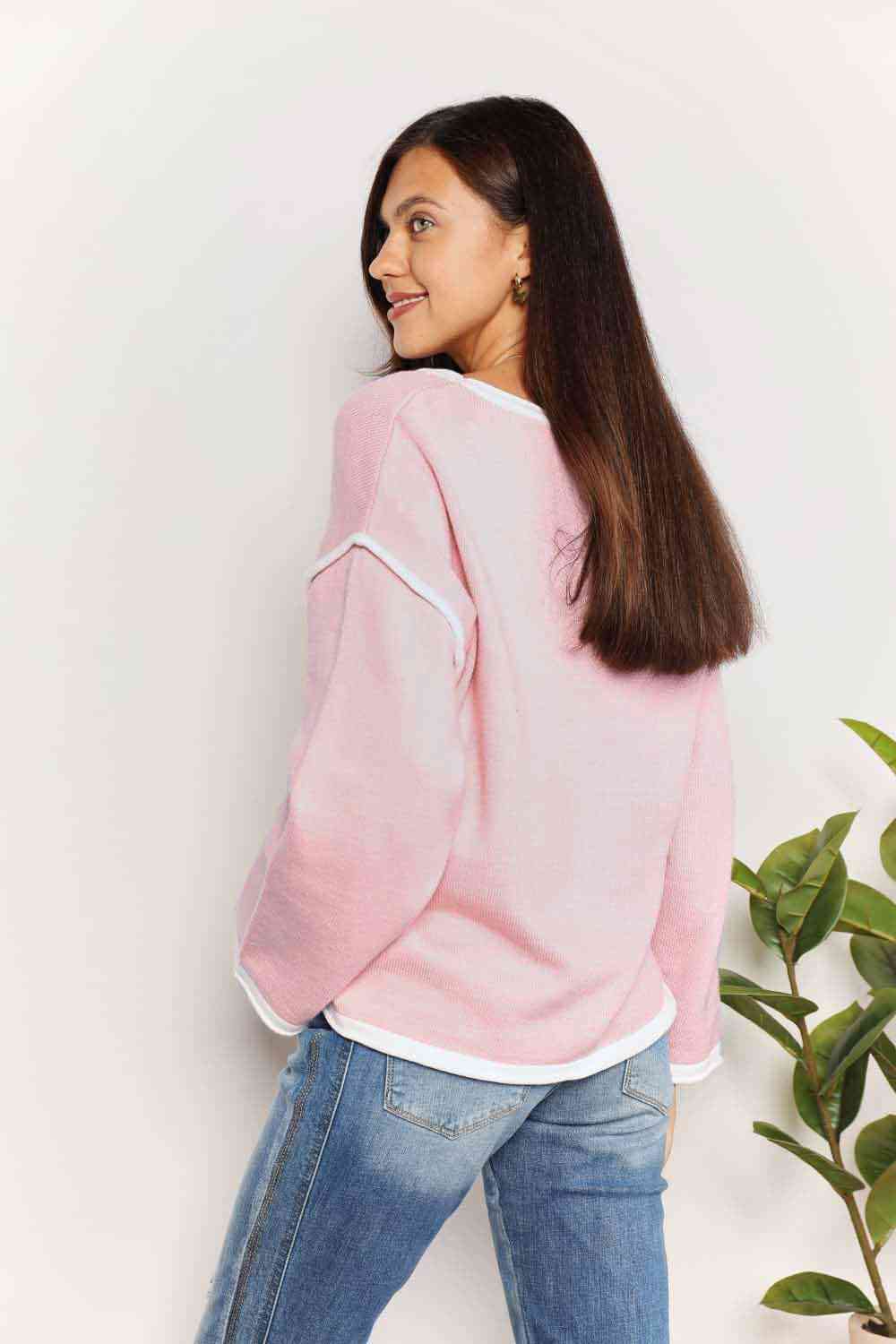 pink knit top