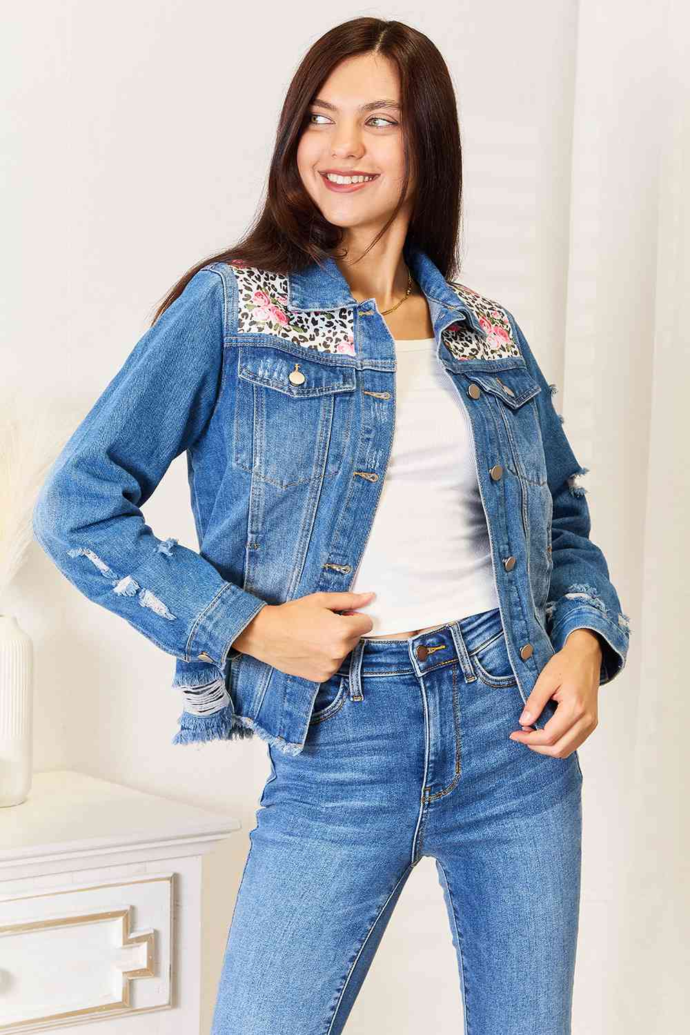 denim jacket with shorts