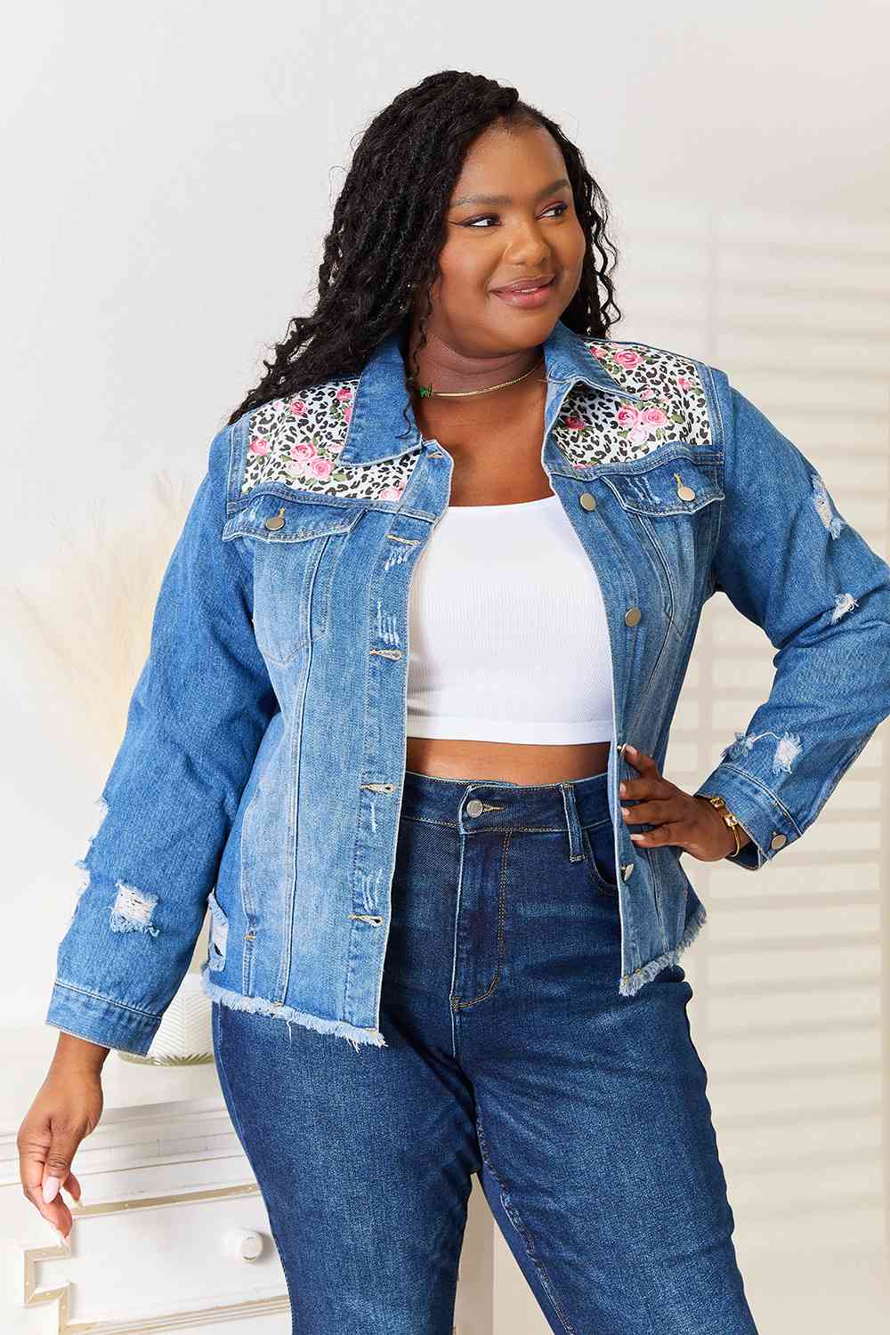 denim jacket with shorts