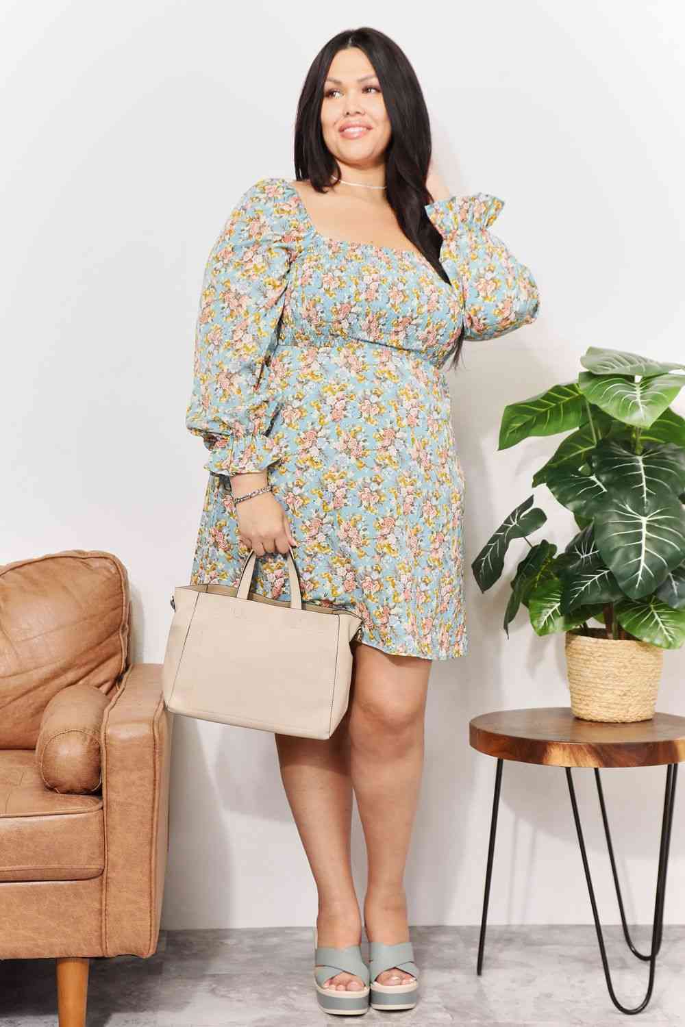 Lost in Forest Square Neck Dress