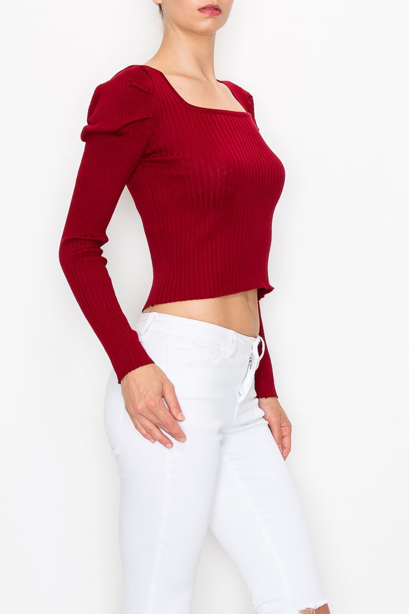 red long sleeve crop top