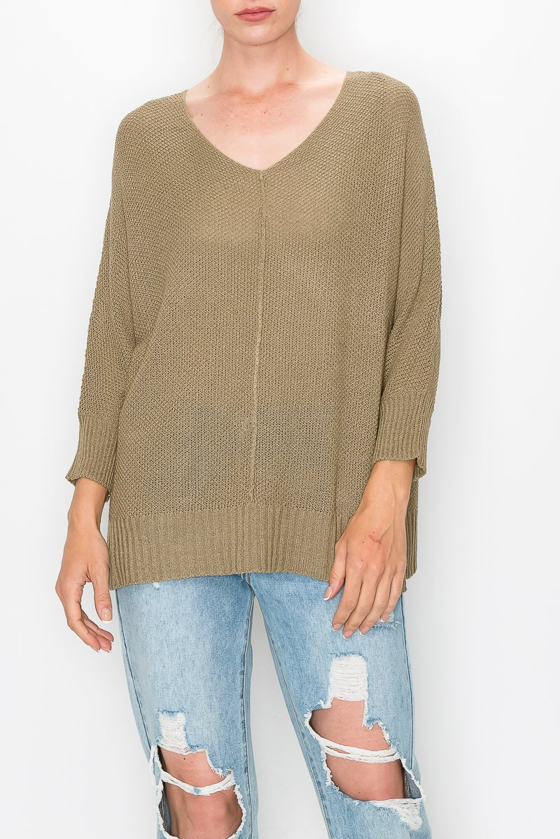 Cable Knit V-Neck Sweater