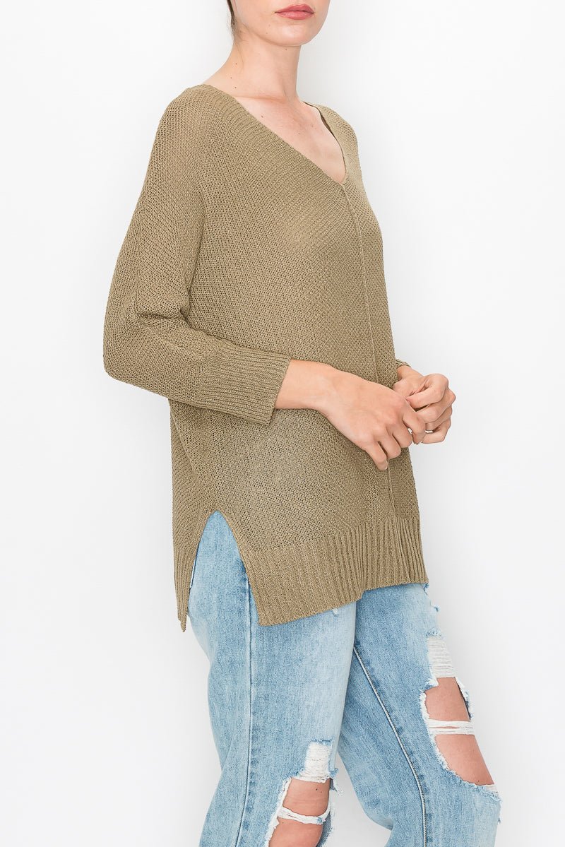 Cable Knit V-Neck Sweater