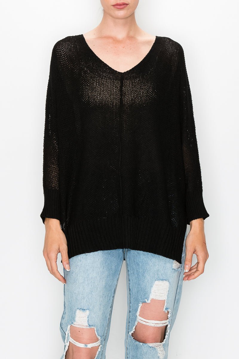 Cable Knit V-Neck Sweater