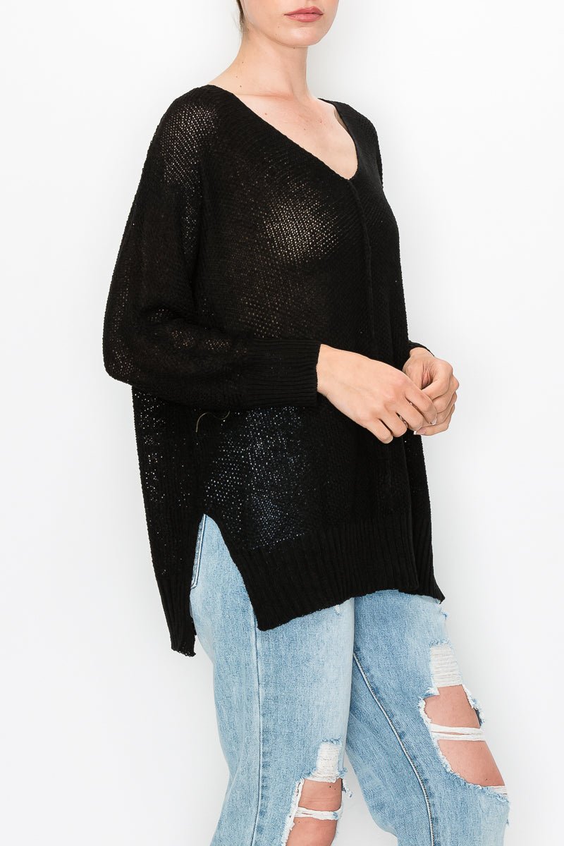 Cable Knit V-Neck Sweater