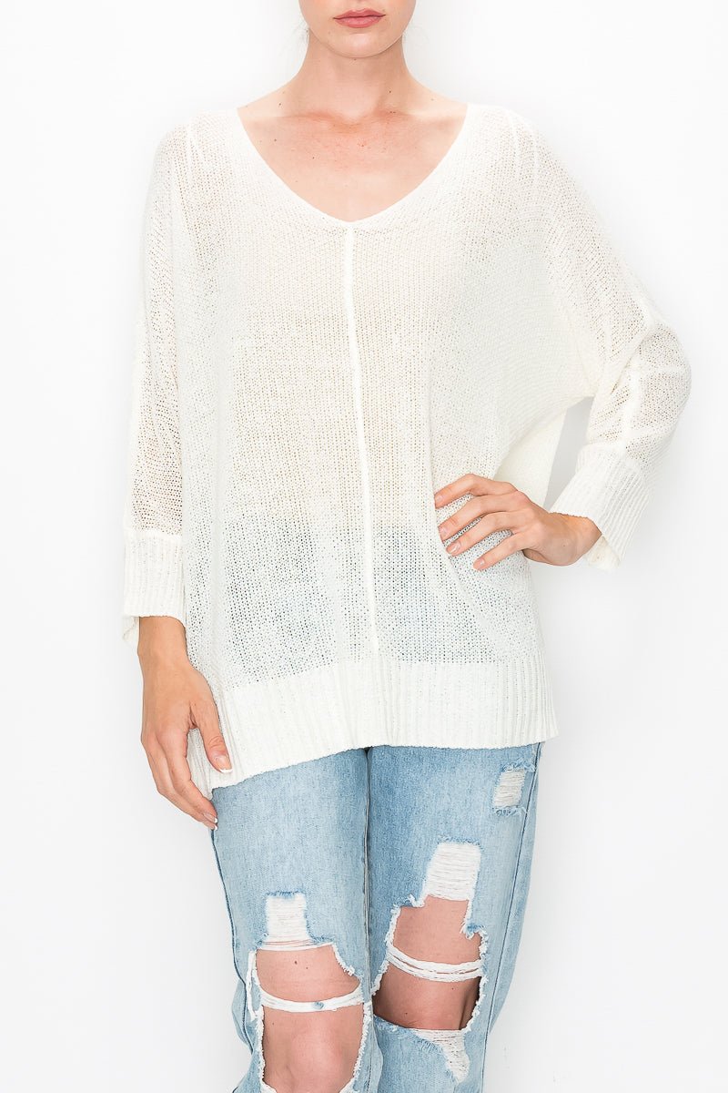 Cable Knit V-Neck Sweater