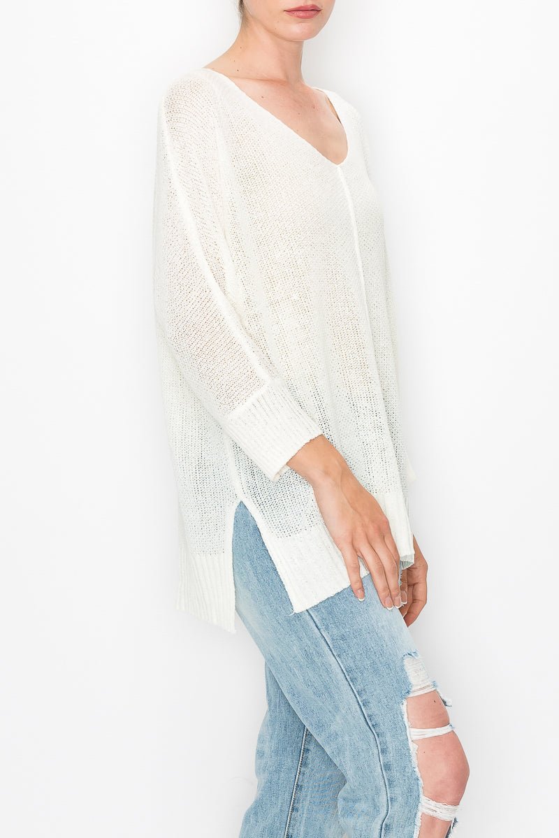 Cable Knit V-Neck Sweater