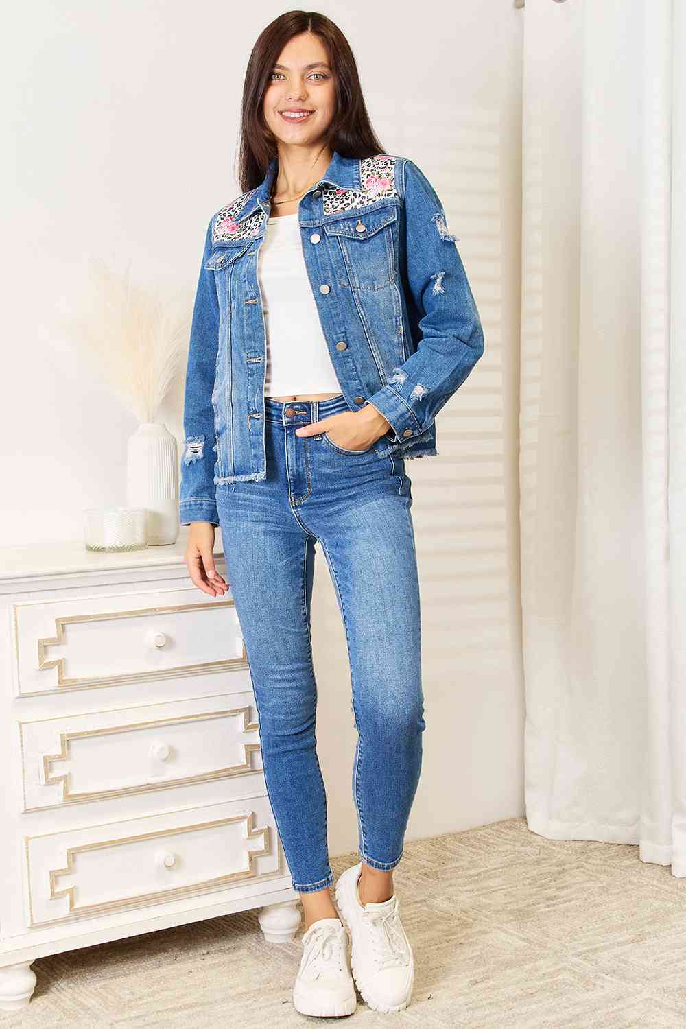 denim jacket with shorts