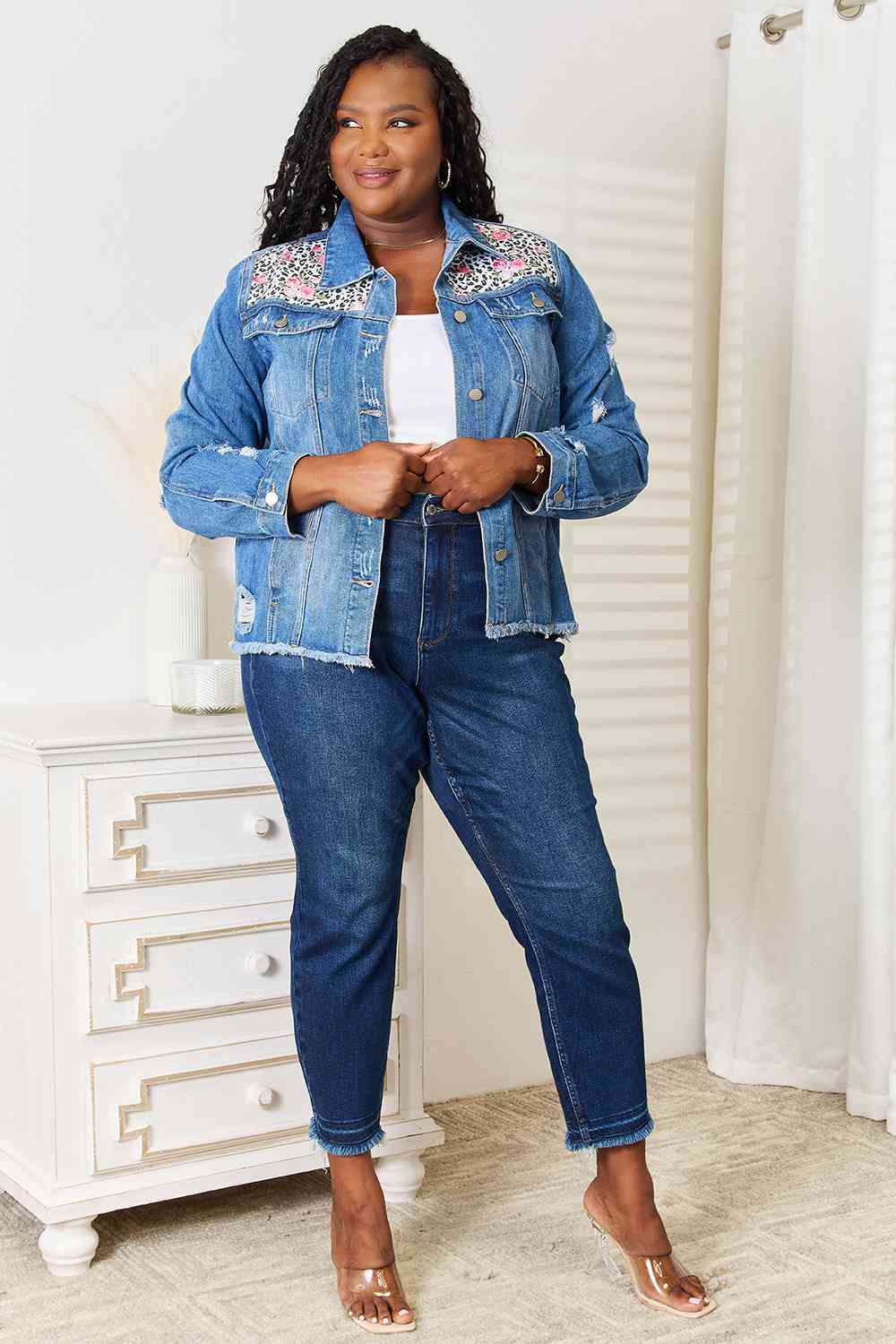 denim jacket with shorts