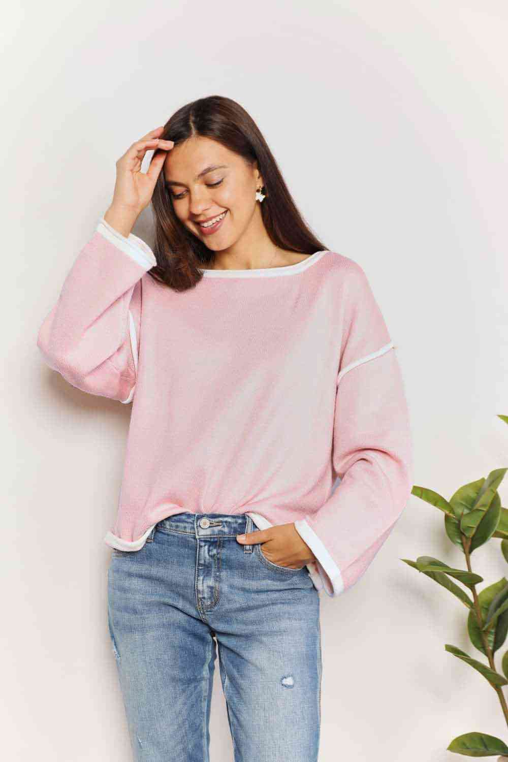 pink knit top