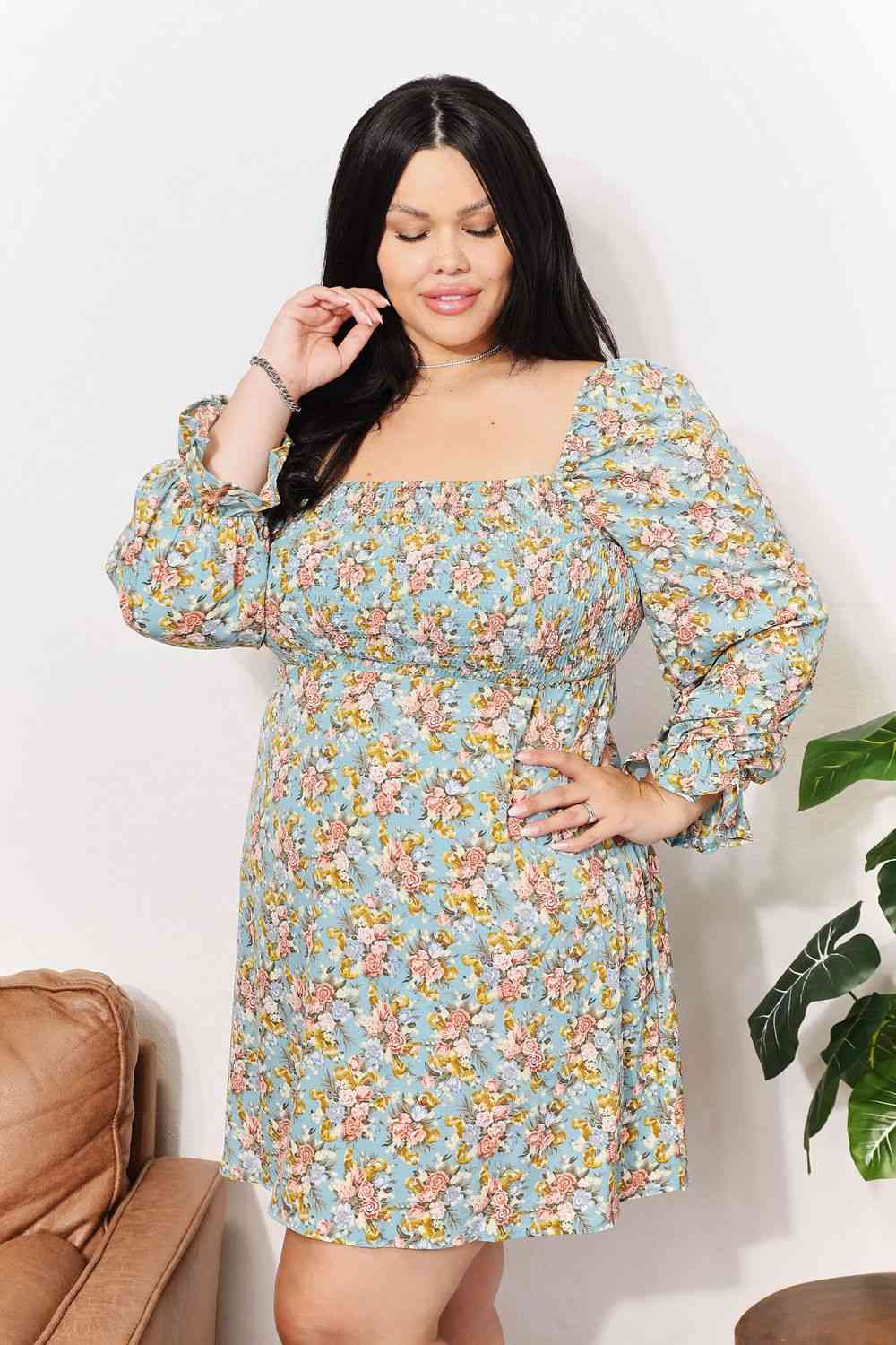 Lost in Forest Square Neck Dress