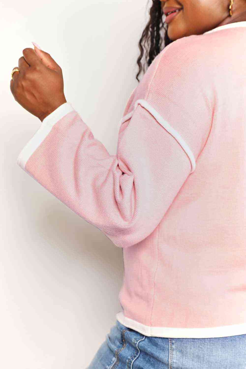 pink knit top