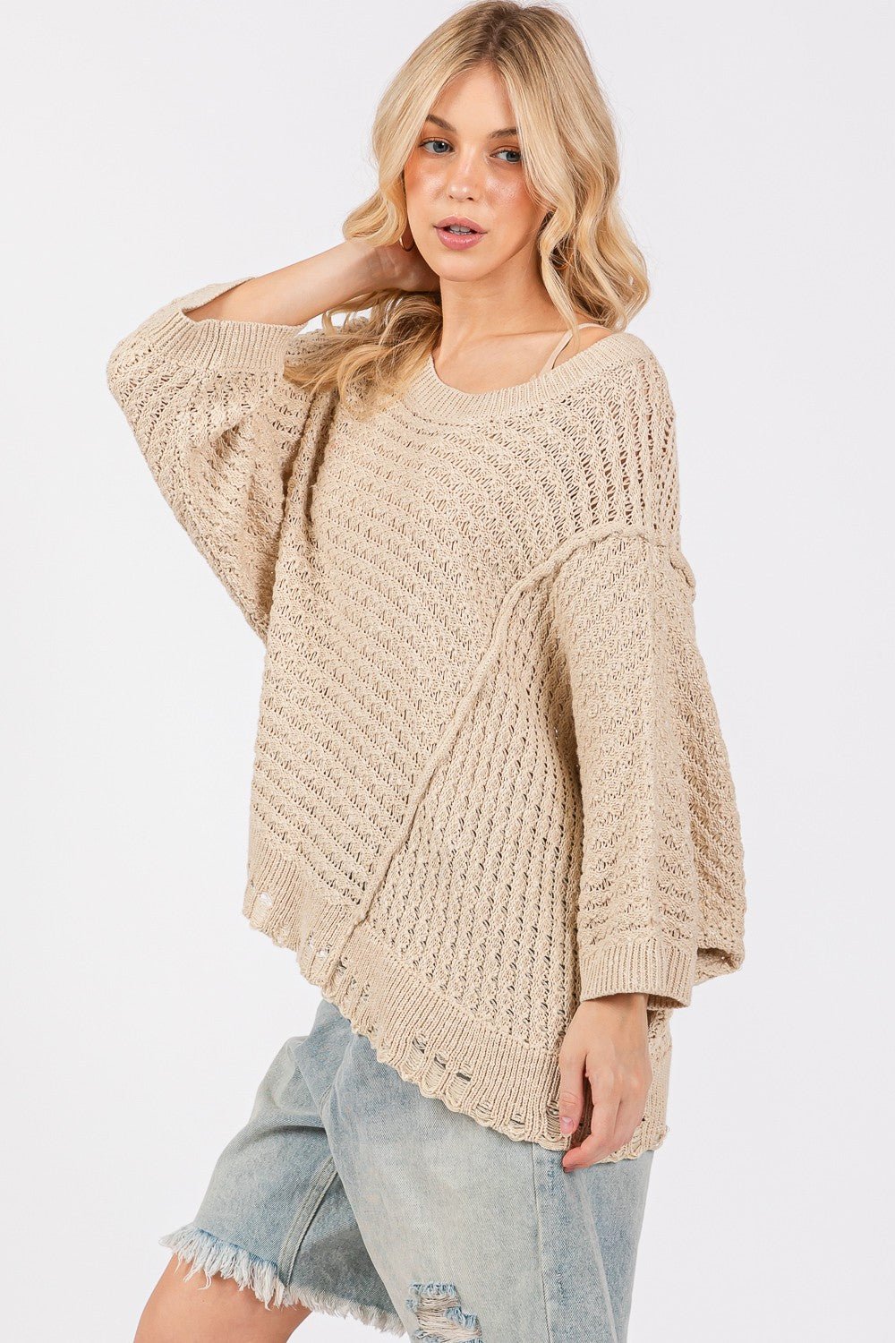 Asymmetrical Open Stitch Sweater