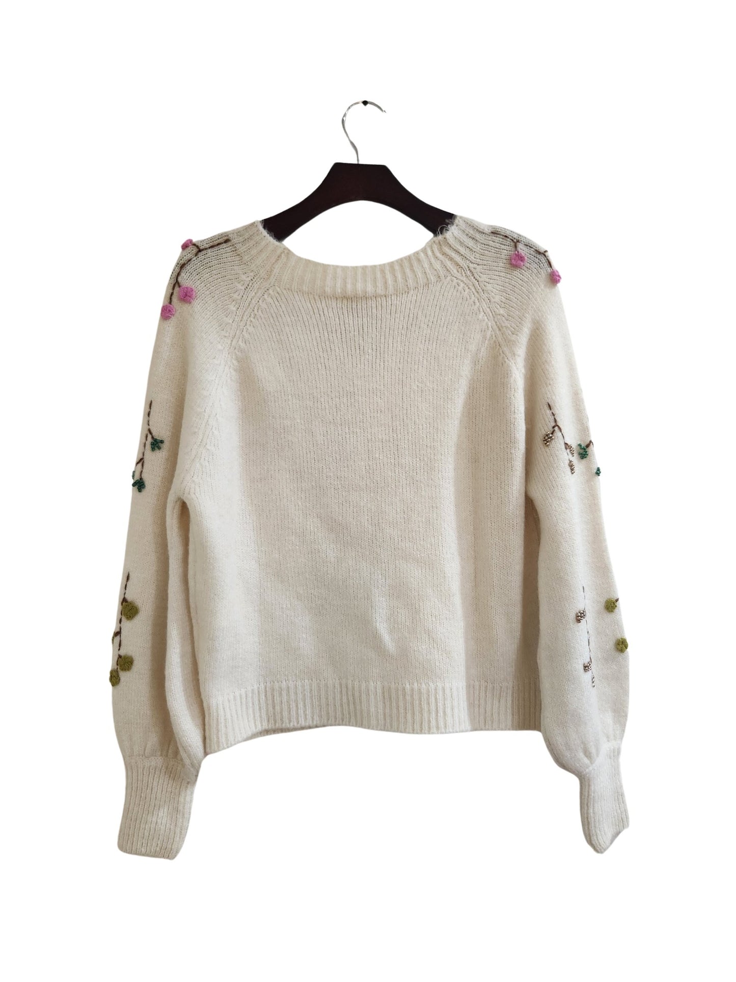 Cozy Floral Knit Long Sleeve Sweater