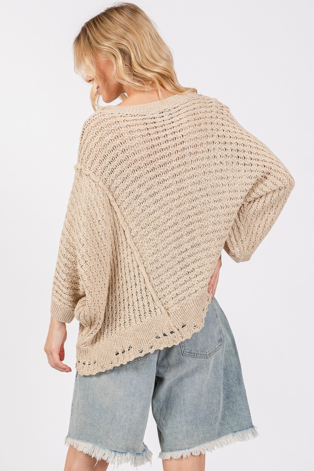 Asymmetrical Open Stitch Sweater