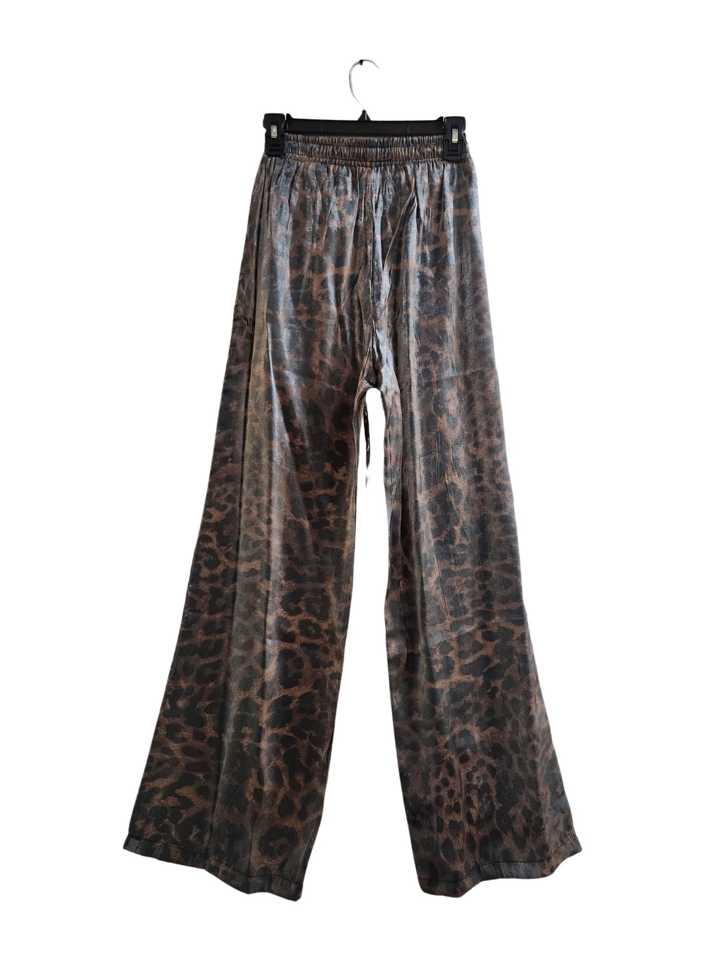 Metallic Viscose Leopard Wide Leg Pants