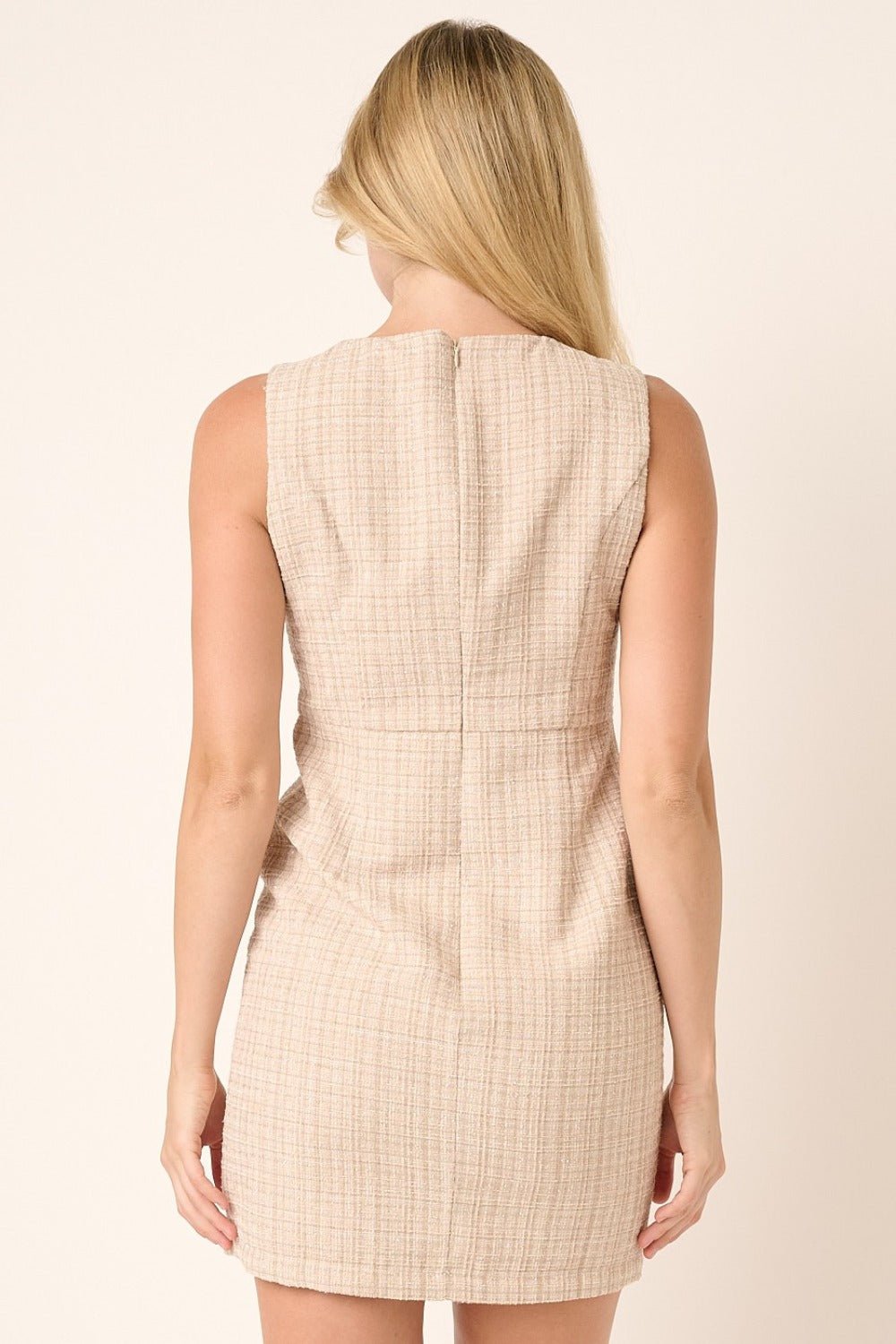 Tweed Sand Sleeveless Mini Dress