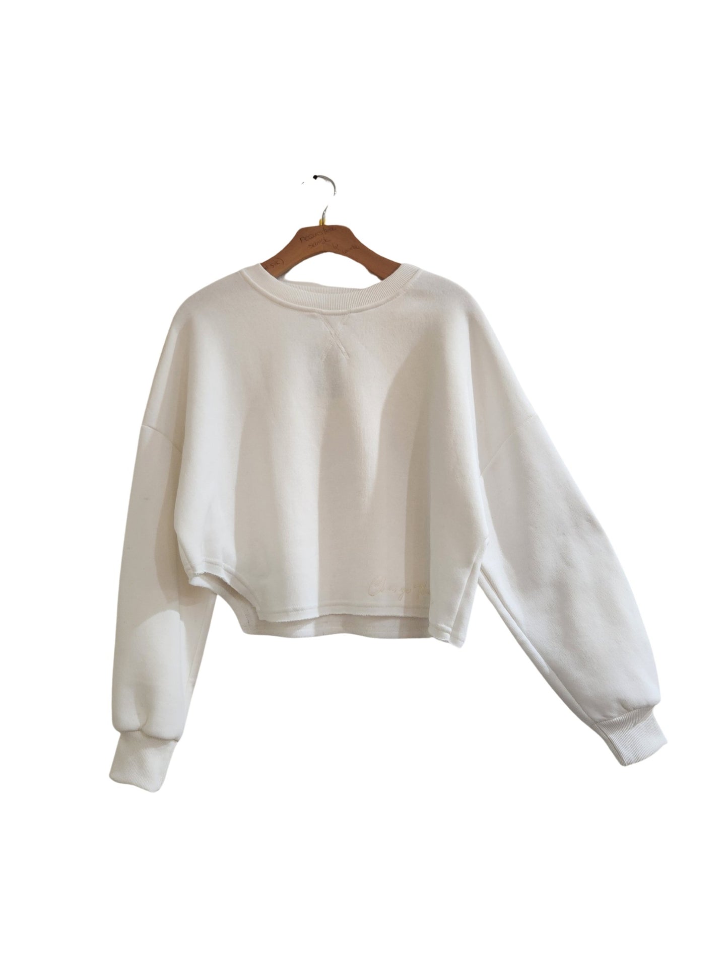 Fleece Long Sleeve Crop Top With Slit