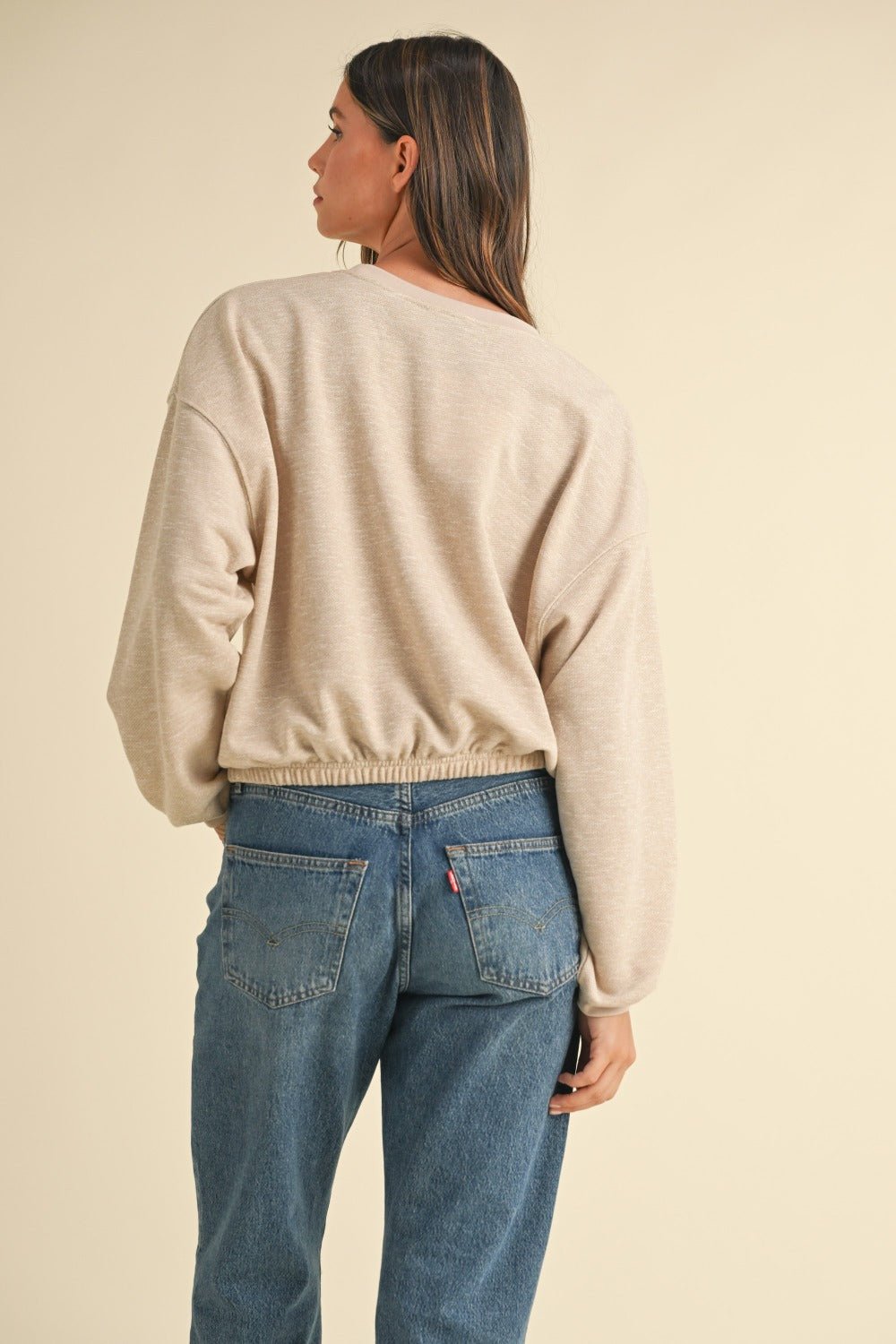 Letter Embroidery Crop Sweatshirt