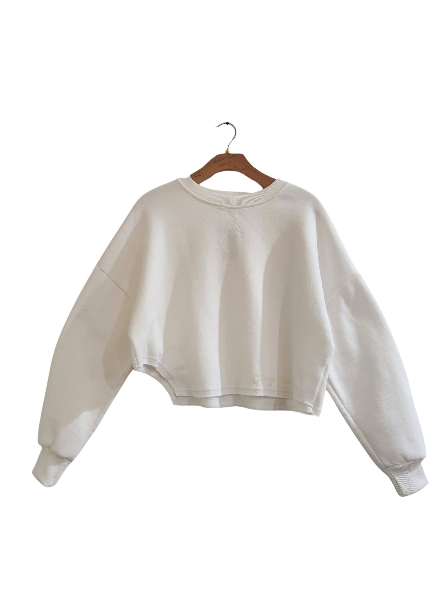 Fleece Long Sleeve Crop Top With Slit