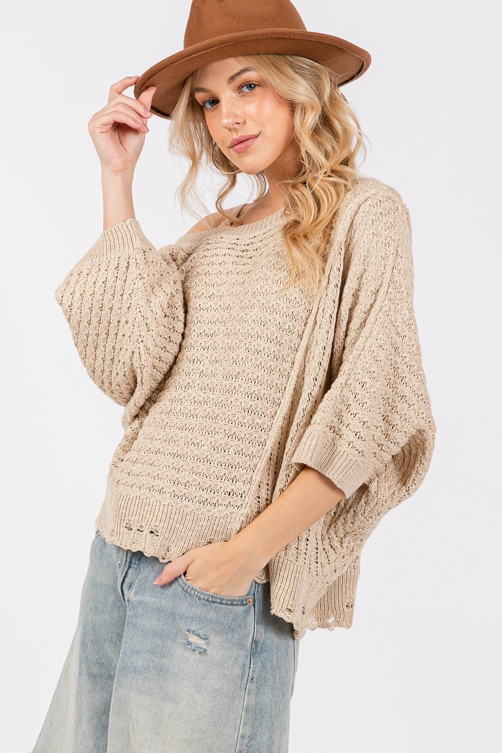 Asymmetrical Open Stitch Sweater