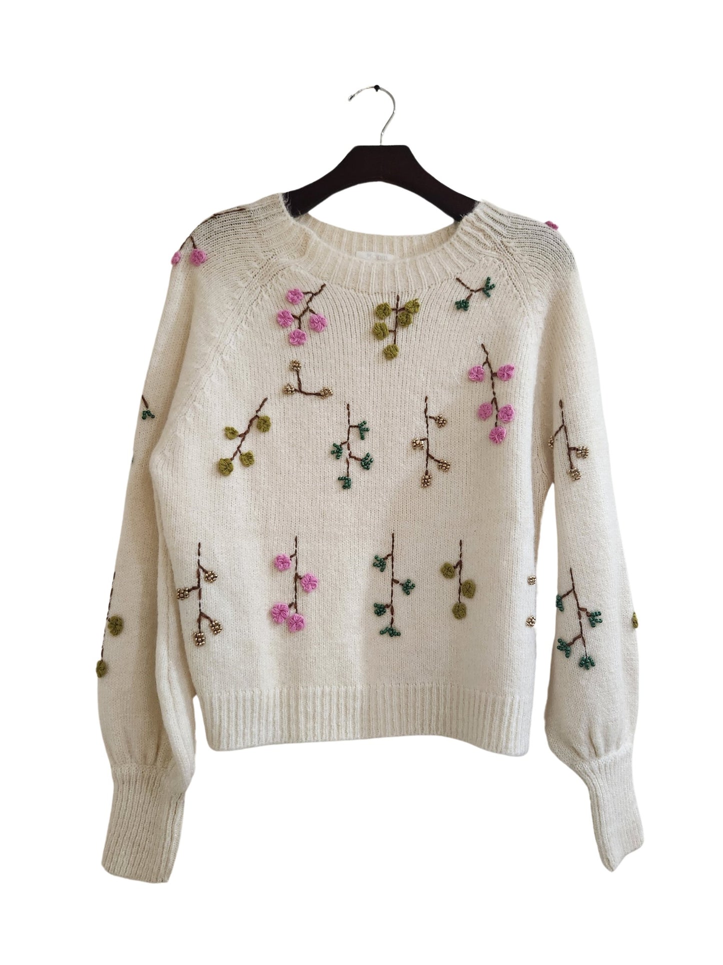 Cozy Floral Knit Long Sleeve Sweater