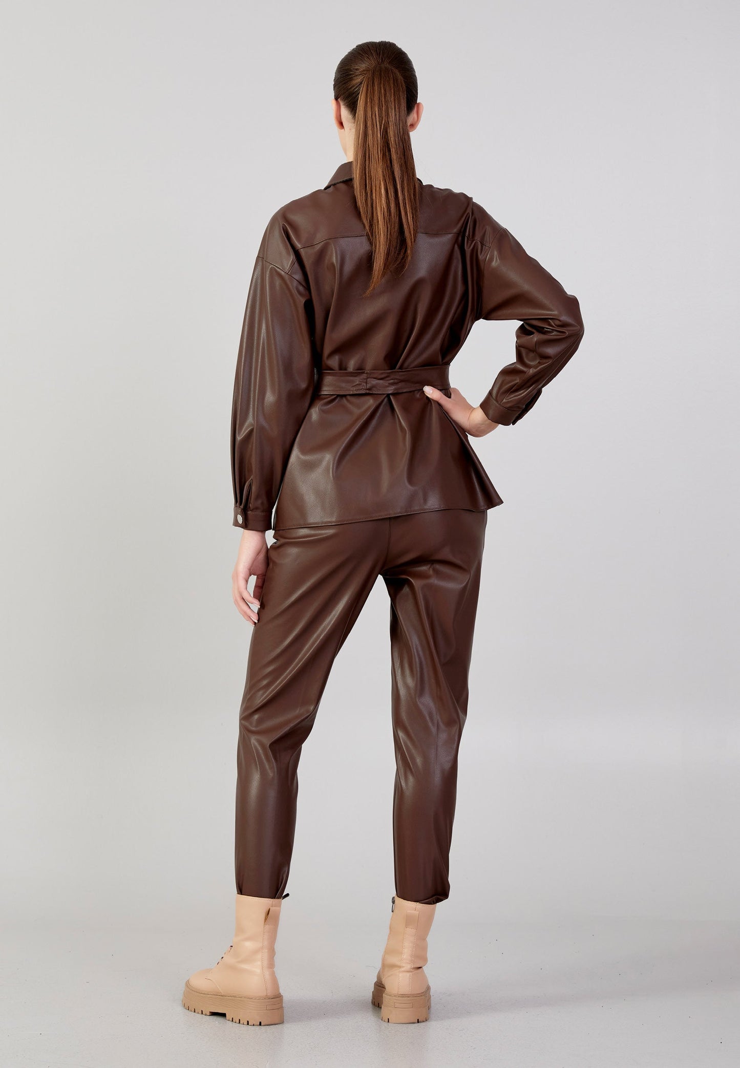 two piece leather set clothing