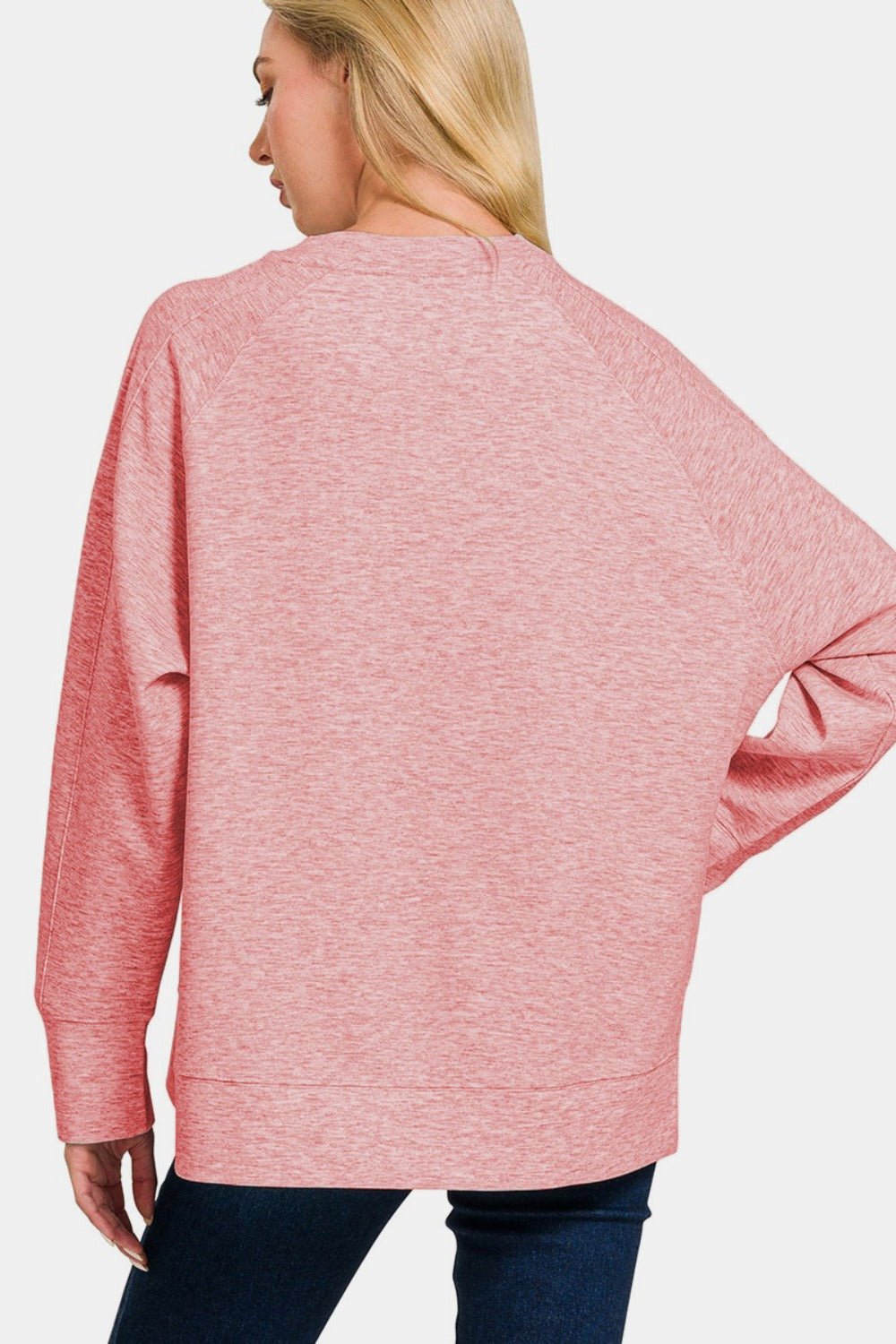 Throwover Round Neck Side Slit Sweatshirt