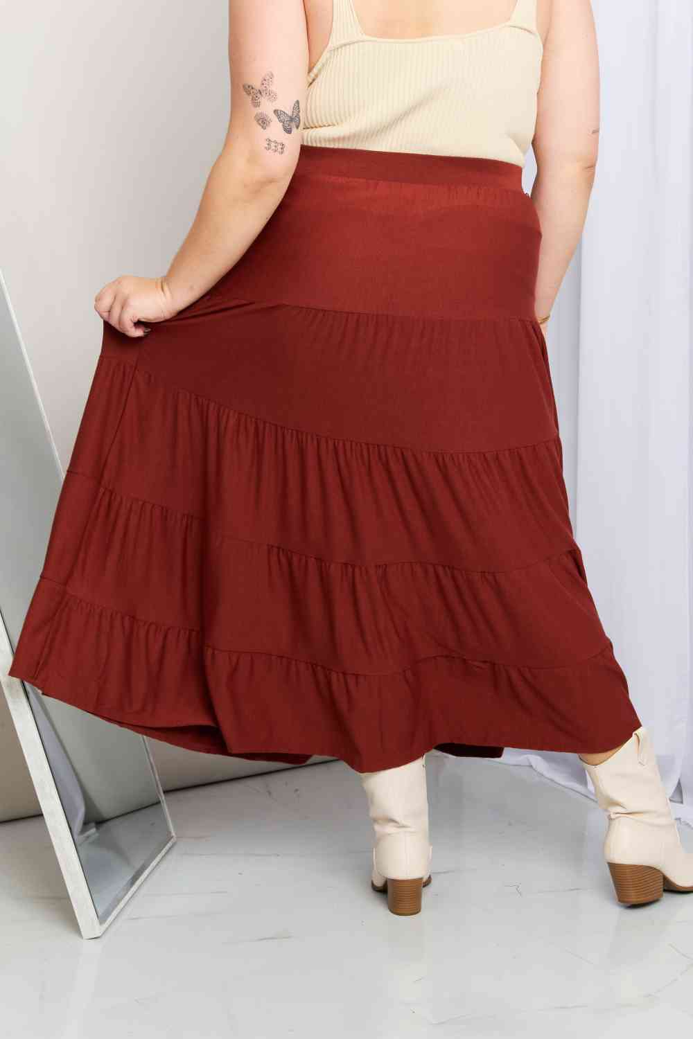 Scarlet Stretchy Waistband Midi Skirt
