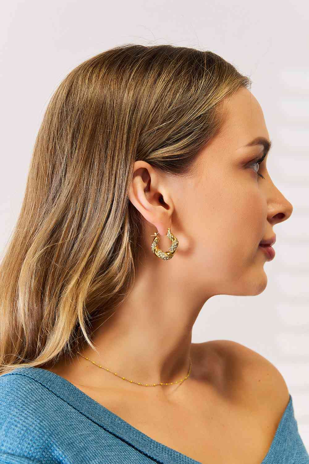 Rhinestone Twist Hoop Earrings