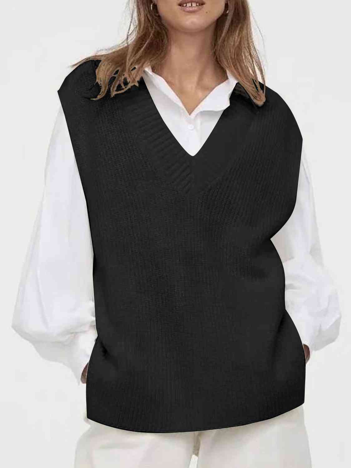 plus size black sweater vest
