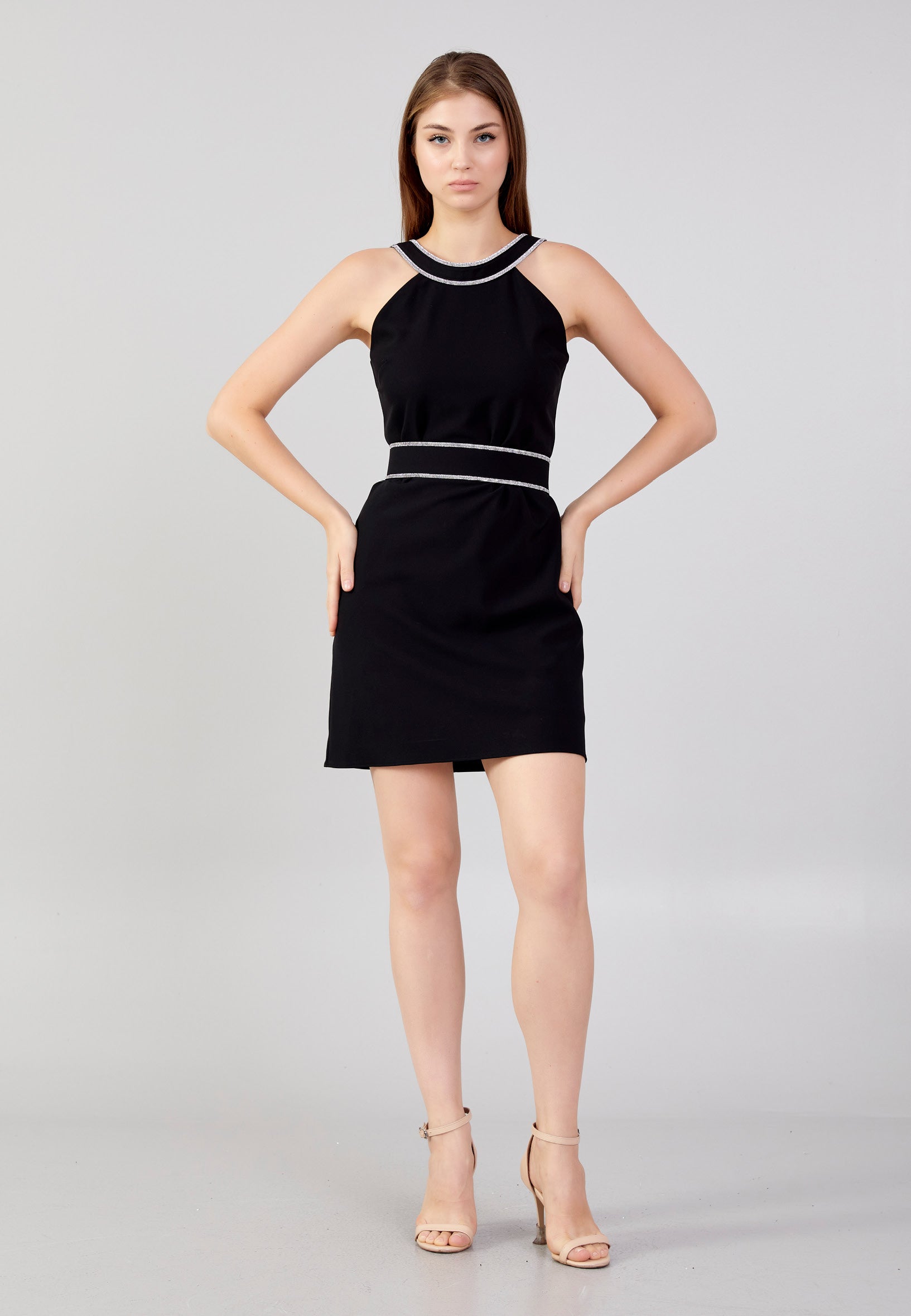 mini sleeveless crepe dress black