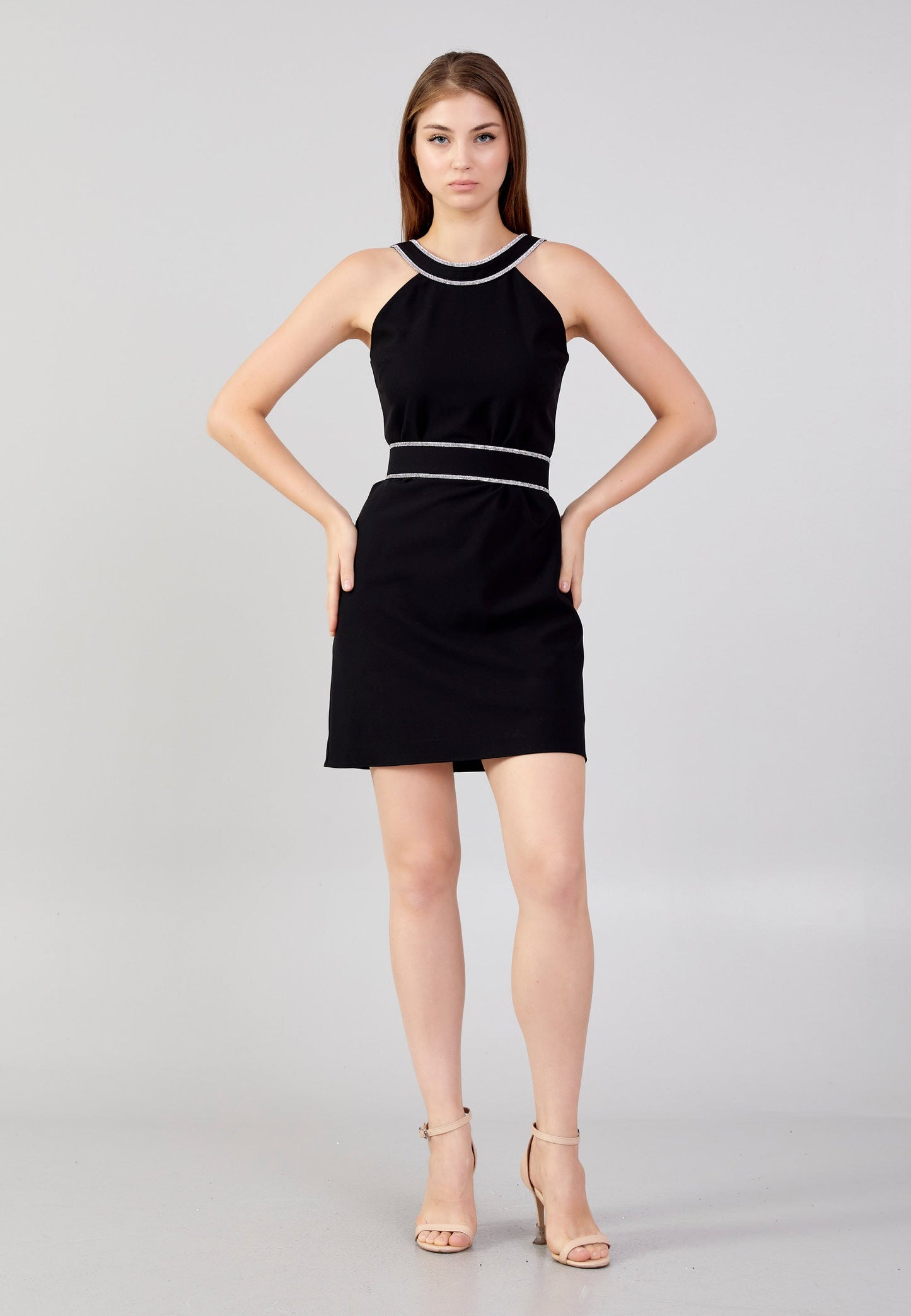 mini sleeveless crepe dress black