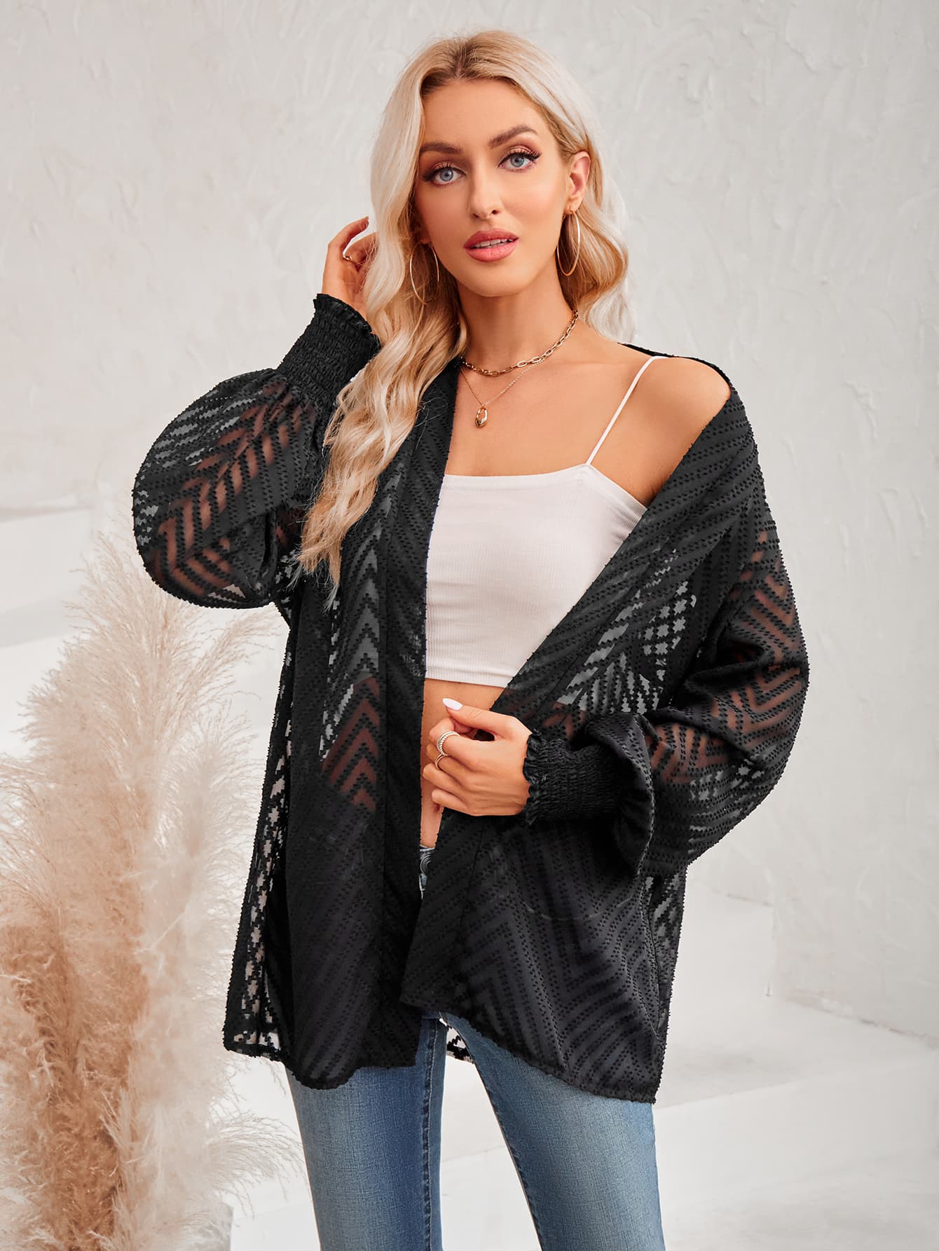 Sheer long sleeve discount cardigan