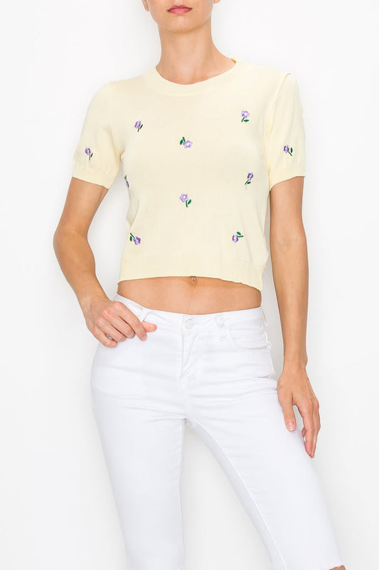 Picnic Flower Knitted Sweater Top