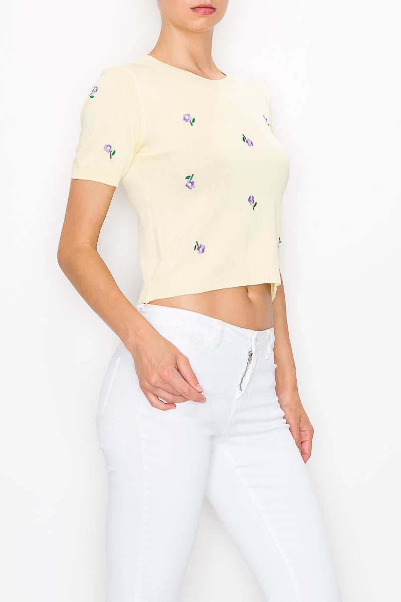 Picnic Flower Knitted Sweater Top