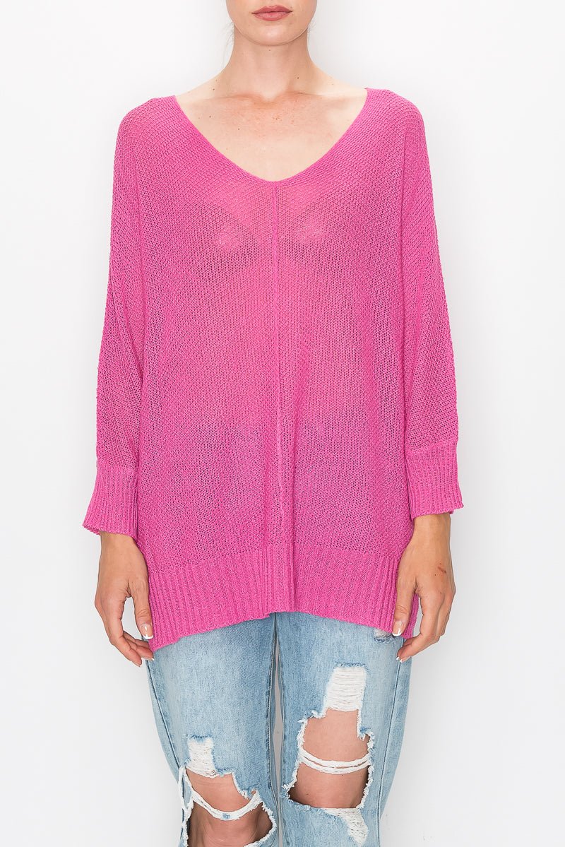 Cable Knit V-Neck Sweater D.Design Fashion
