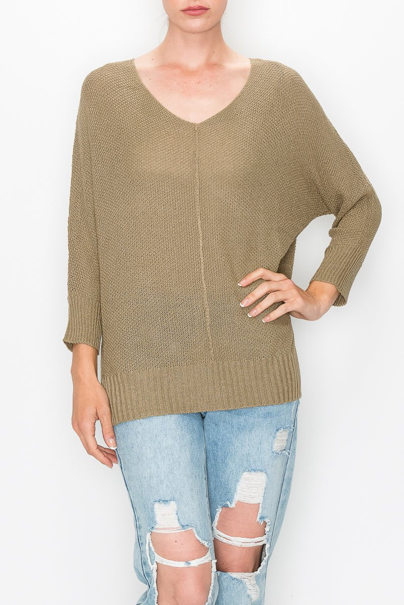 Cable Knit V-Neck Sweater