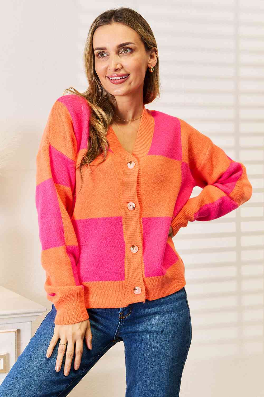 Pink checkered sweater