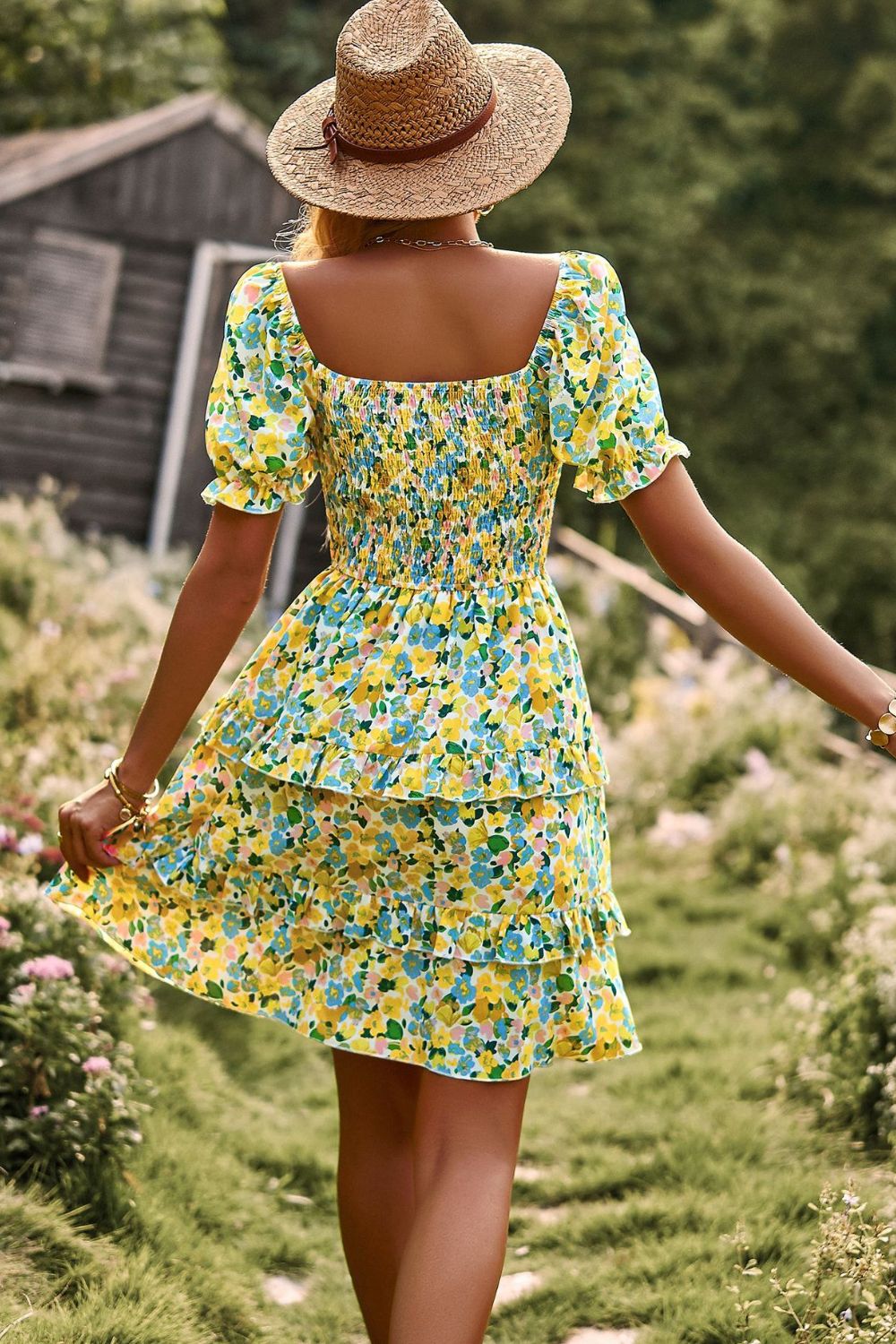 Sweetheart Neck Floral Mini Dress